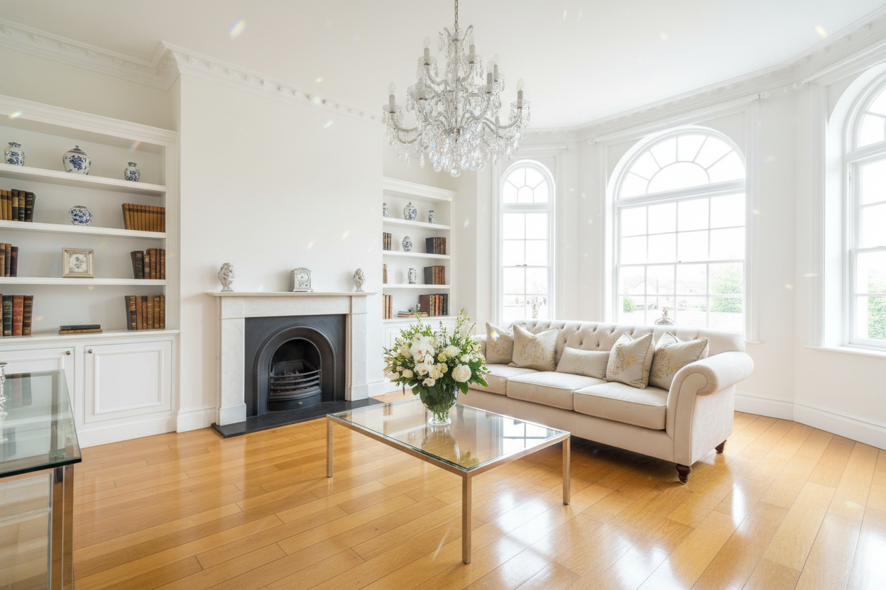 clean and sparkly drawing room